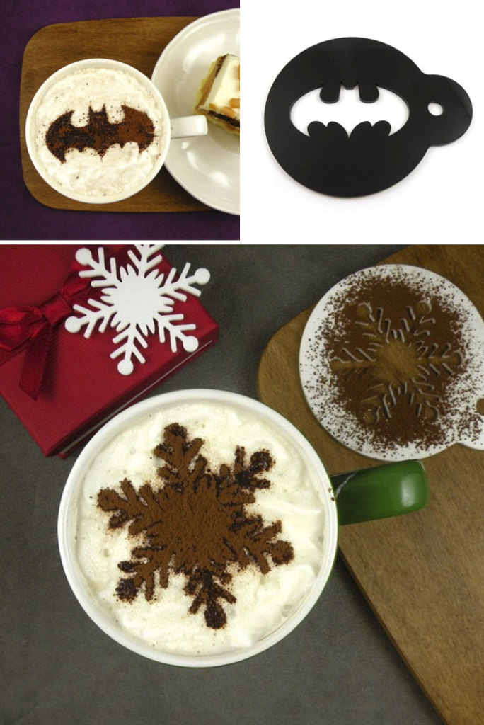 Moldes para desenhar com canela ou outro ingrediente sobre a espuma do café com leite