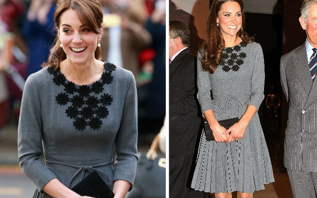 Kate apareceu com esse vestido em março de 2012, pela primeira vez. Em outubro, ela estava arrasando com ele mais uma vez.