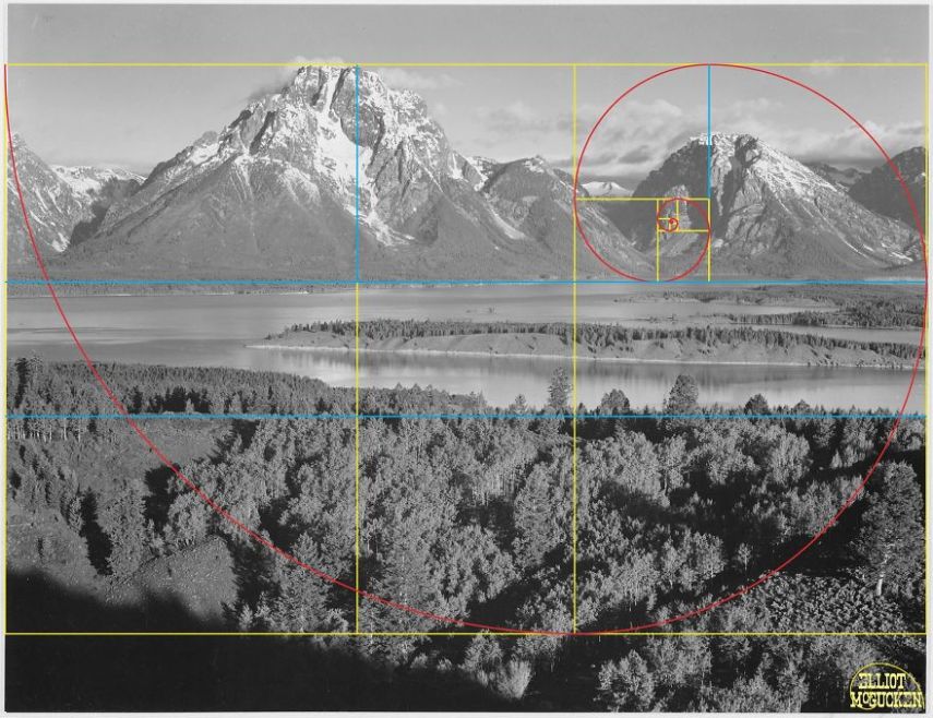 Imagens de Ansel Adams analisadas pela proporção áurea