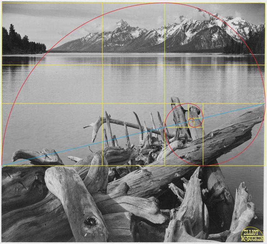 Imagens de Ansel Adams analisadas pela proporção áurea