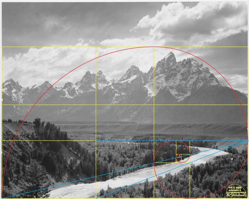 Imagens de Ansel Adams analisadas pela proporção áurea