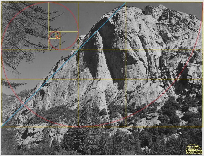 Imagens de Ansel Adams analisadas pela proporção áurea