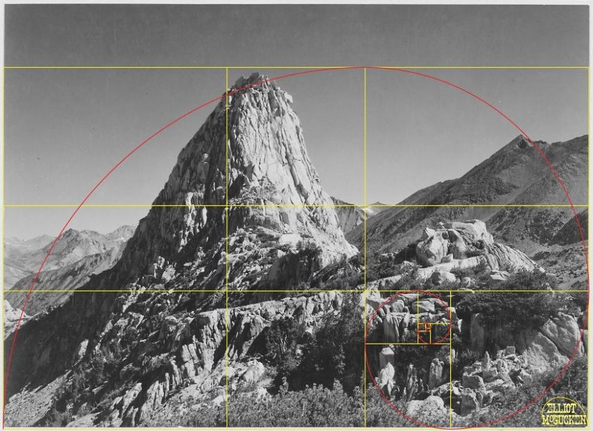 Imagens de Ansel Adams analisadas pela proporção áurea