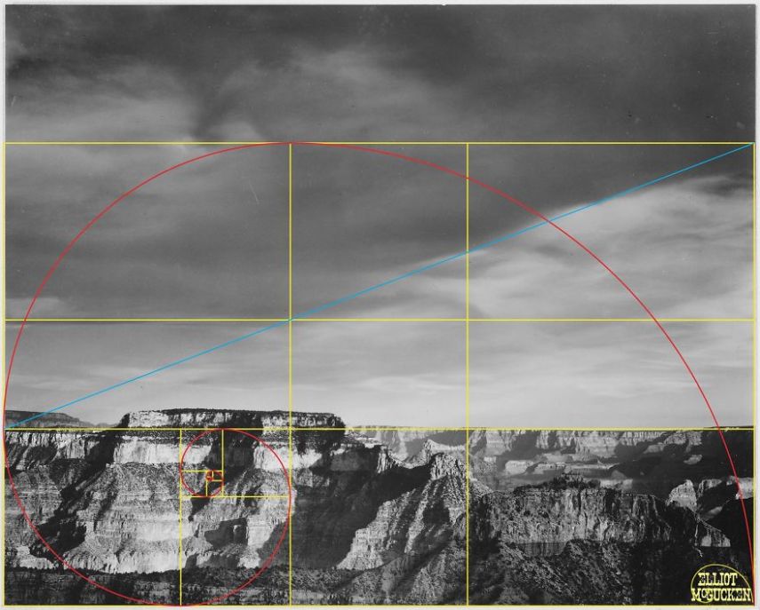 Imagens de Ansel Adams analisadas pela proporção áurea