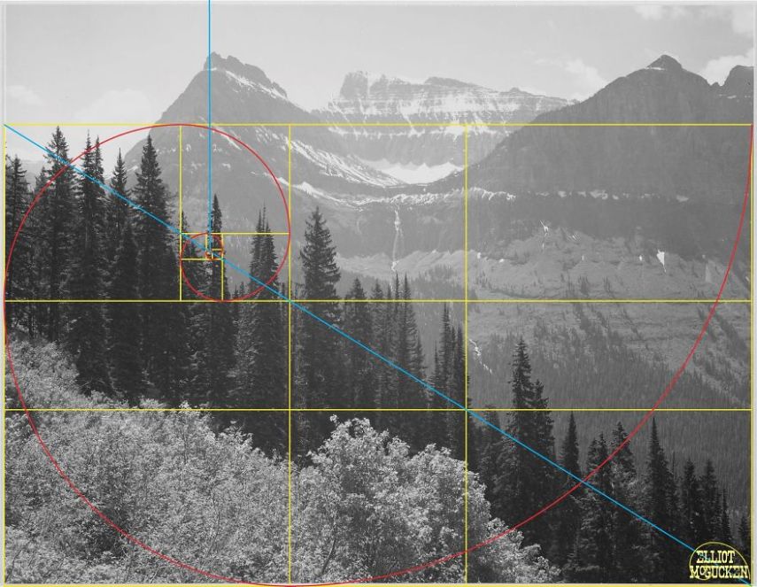 Imagens de Ansel Adams analisadas pela proporção áurea