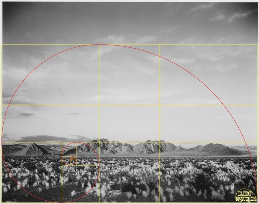 Imagens de Ansel Adams analisadas pela proporção áurea