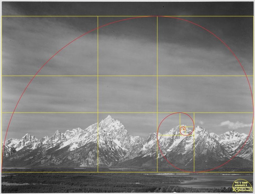 Imagens de Ansel Adams analisadas pela proporção áurea