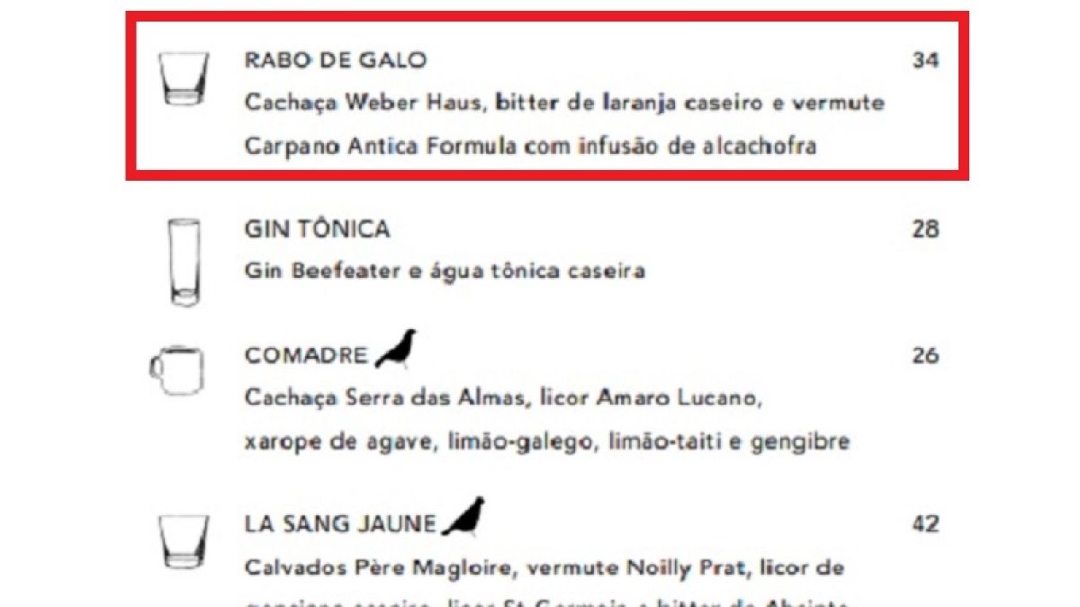 Rabo de Galo entra na lista de drinques mais prestigiados do mundo