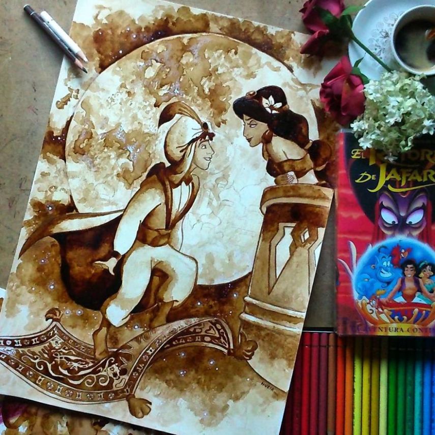 Nuria Salcedo é uma artista que usar um material um pouco diferente para pintar retratos: café! Sim, a artista usa a bebida, junto com lápis marrom e papel próprio para aquarelas e faz desenhos incríveis