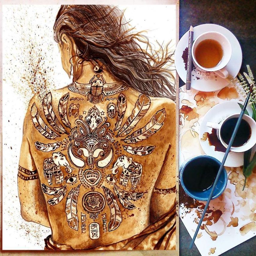 Nuria Salcedo é uma artista que usar um material um pouco diferente para pintar retratos: café! Sim, a artista usa a bebida, junto com lápis marrom e papel próprio para aquarelas e faz desenhos incríveis