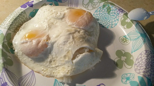 Aparição de um alien em meio ao ovo com arroz
