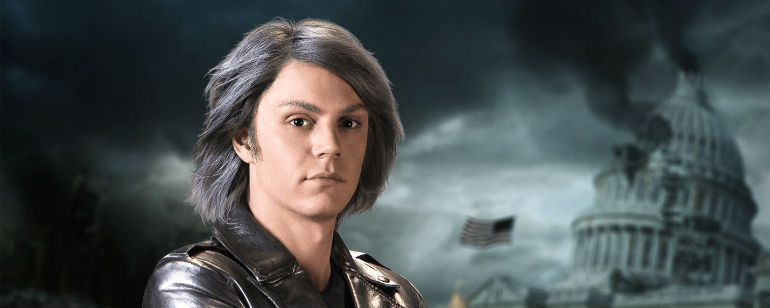 Na cena em que Logan está bebendo em um cemitério, em uma das lápides está escrito: Peters. É uma brincadeira ator Evan Peters (foto), que interpreta o Mercúrio.