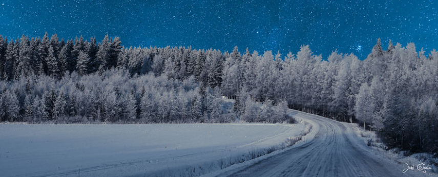 Jani Ojala é um fotógrafo que vive na Finlândia e decidiu fazer uma série de imagens que mostram a beleza da escuridão, onde é possível ver a Aurora Boreal e o céus mais estrelados possíveis