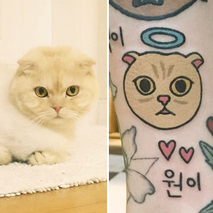 O artista sul-coreano Jiran é conhecido por transformar os animais de estimação das pessoas em tatuagens divertidas