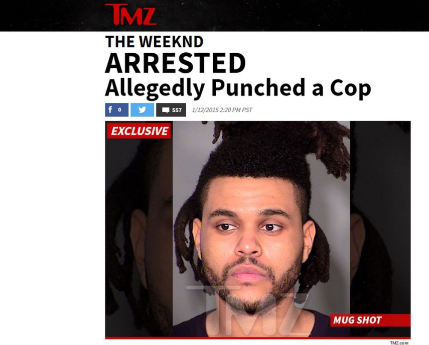 Em janeiro de 2015, The Weeknd foi preso em flagrante em Las Vegas sob acusação de ter dado um soco em um policial