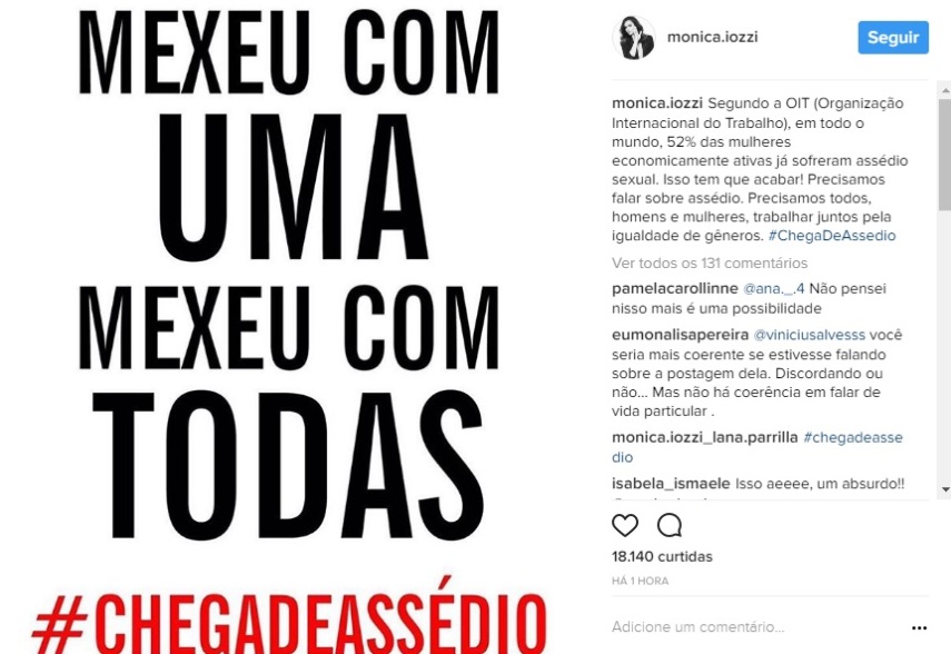 Prostesto de famosas e funcionárias da TV Globo contra assédio