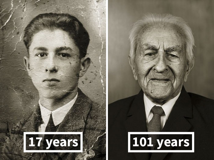 Antes e depois de pessoas que passaram dos 100 anos