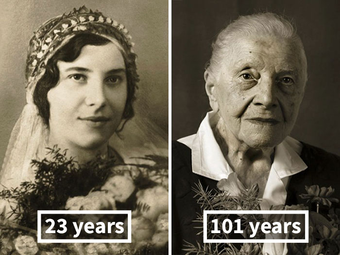 Antes e depois de pessoas que passaram dos 100 anos