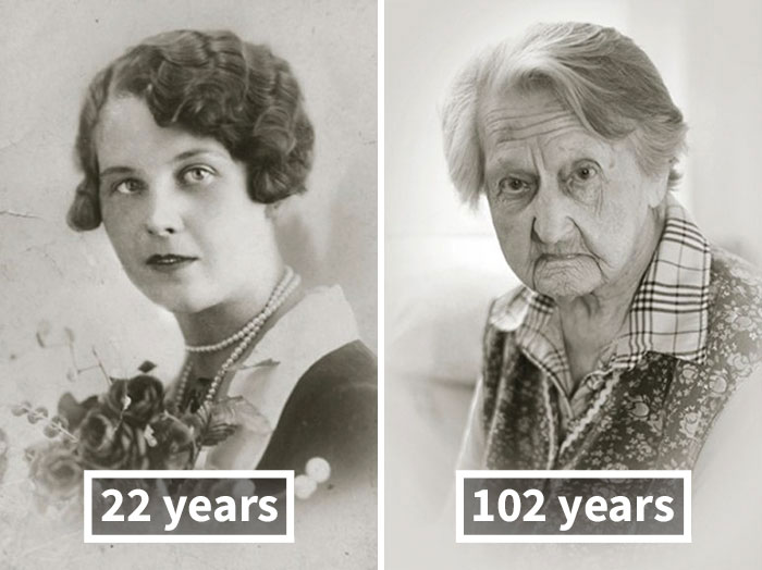 Antes e depois de pessoas que passaram dos 100 anos