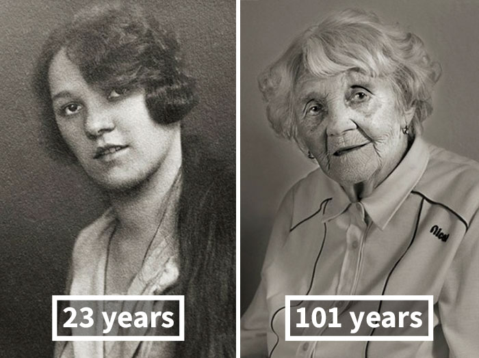 Antes e depois de pessoas que passaram dos 100 anos