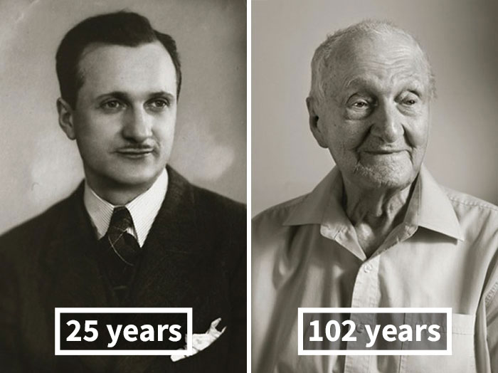 Antes e depois de pessoas que passaram dos 100 anos