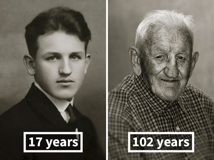 Antes e depois de pessoas que passaram dos 100 anos