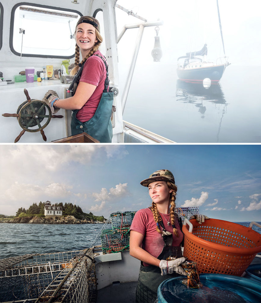 Sadie Samuels, pescadora de lagostas em Rockport, Maine