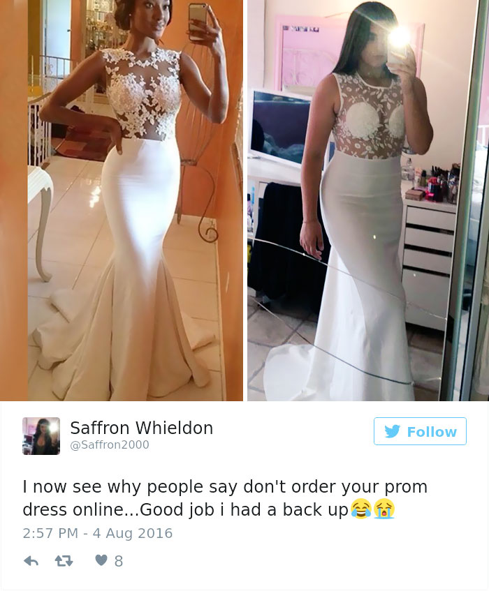 Essas mulheres decidiram comprar o vestido de formatura online. O problema é que eles não vieram do jeito que elas esperavam...