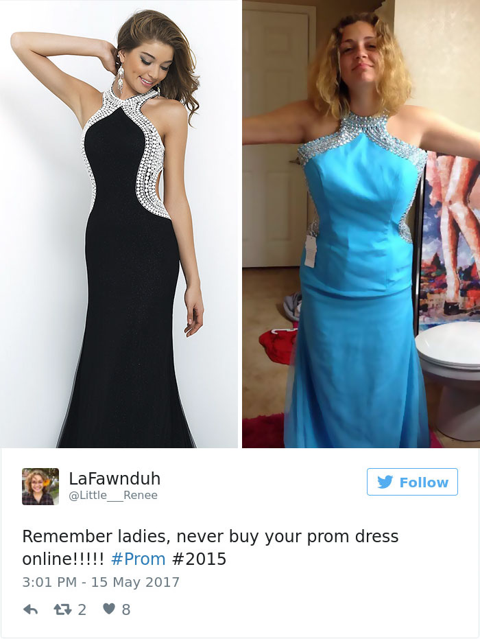 Essas mulheres decidiram comprar o vestido de formatura online. O problema é que eles não vieram do jeito que elas esperavam...