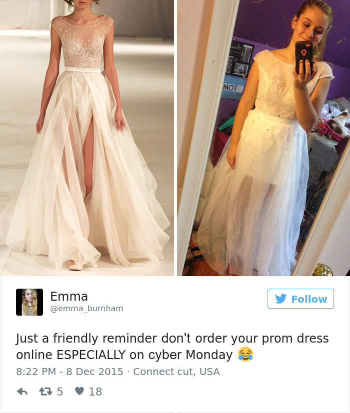 Essas mulheres decidiram comprar o vestido de formatura online. O problema é que eles não vieram do jeito que elas esperavam...