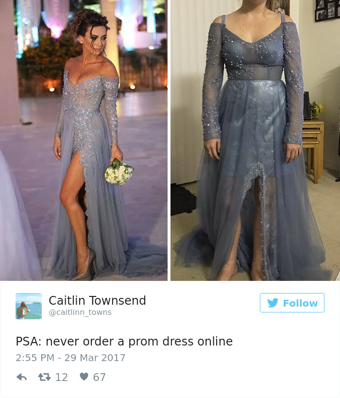 Essas mulheres decidiram comprar o vestido de formatura online. O problema é que eles não vieram do jeito que elas esperavam...