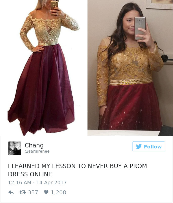 Essas mulheres decidiram comprar o vestido de formatura online. O problema é que eles não vieram do jeito que elas esperavam...