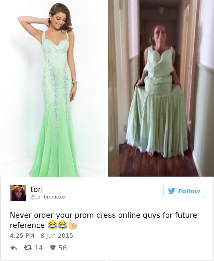 Essas mulheres decidiram comprar o vestido de formatura online. O problema é que eles não vieram do jeito que elas esperavam...