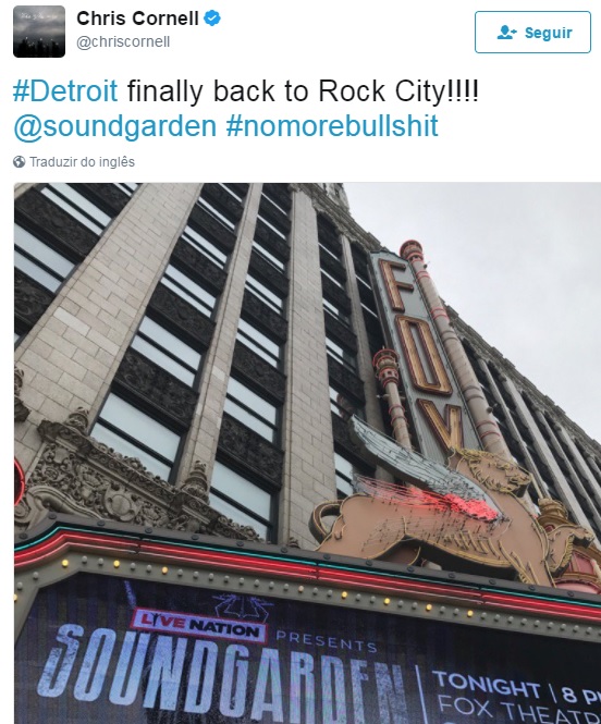 Última postagem de Chris Cornell no Twitter