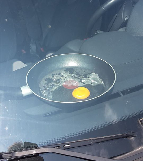 Homem deixa ovo dentro de carro para fazer alerta para pessoas que deixam cachorros presos lá dentro