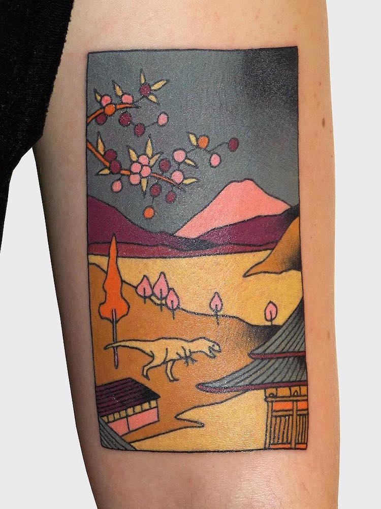 Arte de impressão em blocos de madeira inspira trabalho de tatuador francês