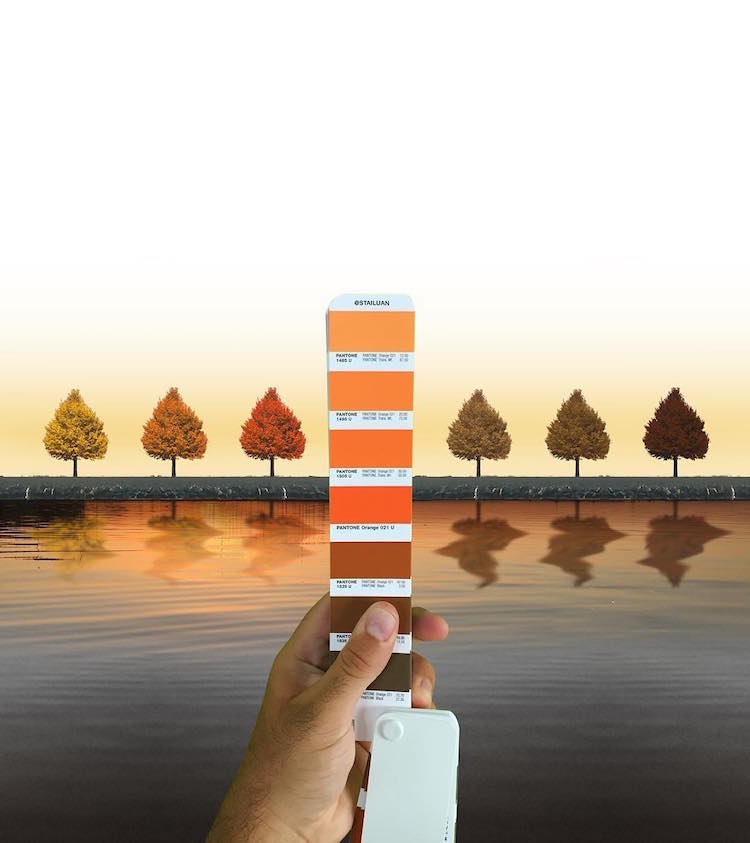 Designer combina perfeitamente cores da cartela Pantone com paisagens de vida real