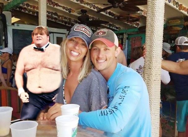 Casal pede Photoshop de homem sem camisa e vira meme