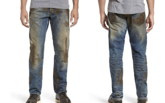 Esses jeans com lavagem de lama falsa custa US$ 425.