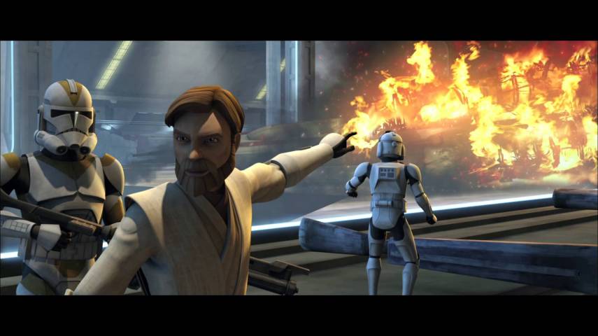 A Lucasfilm estava produzindo o desenho Star Wars: The Clone Wars para a televisão, mas o criador George Lucas achou que o material era bom o suficiente para virar um filme. Então o diretor Dave Filoni juntou os três primeiros episódios, os transformando em um filme, que serviu como introdução para o desenho que estreou no Cartoon Network em 2008.