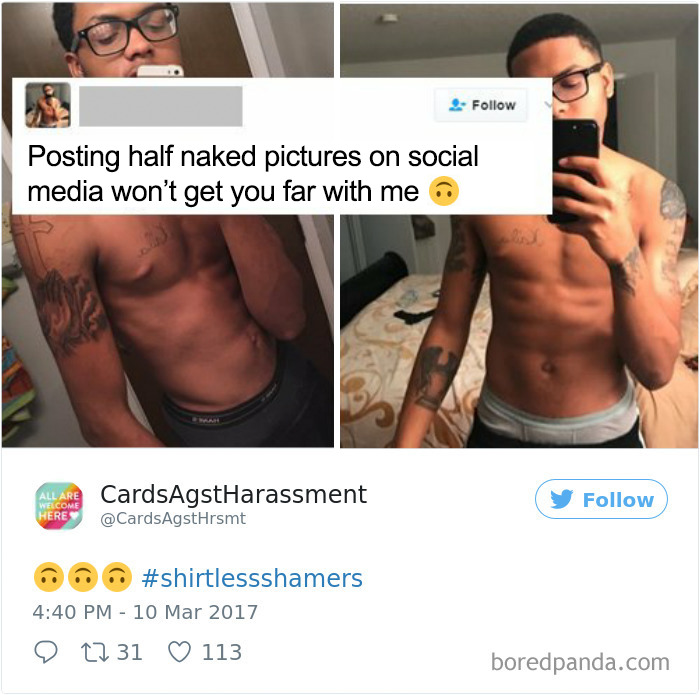 Eles não gostam de fotos de mulheres ~sensuais~, mas não perdem a oportunidade de tirar selfies quase pelados