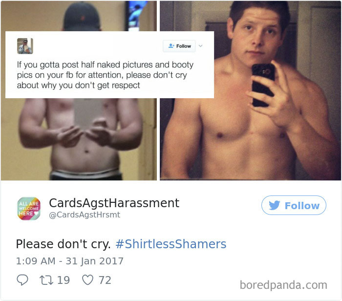 Eles não gostam de fotos de mulheres ~sensuais~, mas não perdem a oportunidade de tirar selfies quase pelados