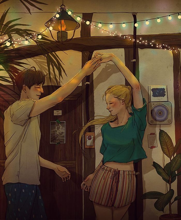 A ilustradora coreana de 27 anos fez uma série de imagens que mostra a beleza de se apaixonar
