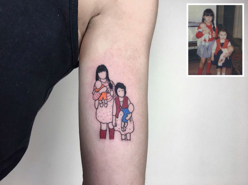 Tatuador turco transforma fotos de infância em lindas tatuagens