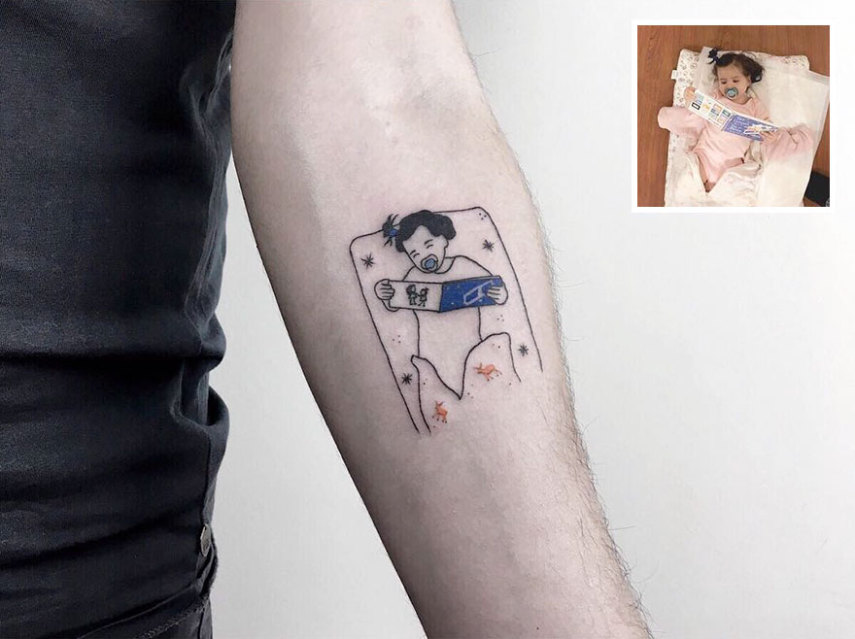 Tatuador turco transforma fotos de infância em lindas tatuagens