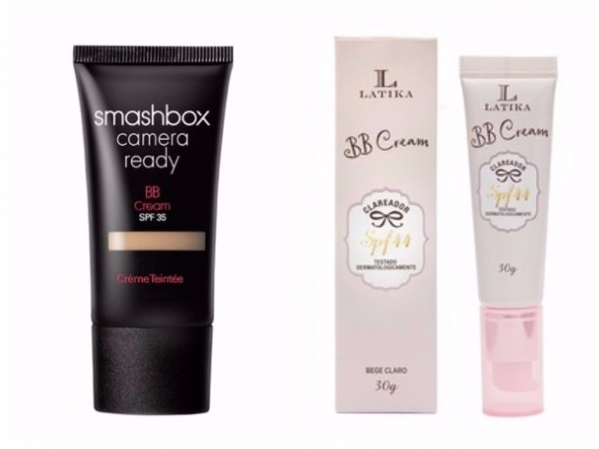 BB Cream Camera Ready SPF 35 da Smash Box: R$ 199/ BB Cream Latika Clareador FPS44: R$ 64,90