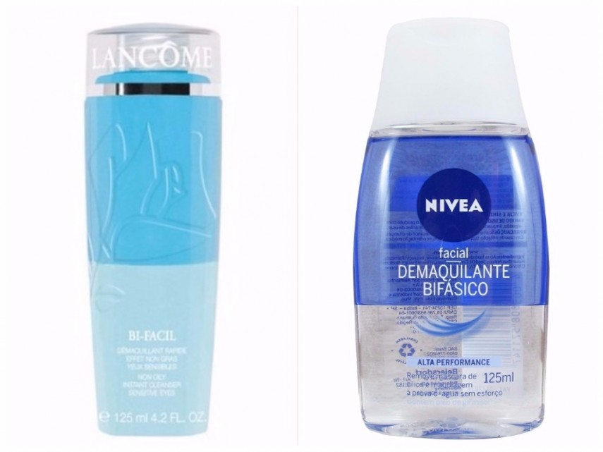 Bi-Facial Lâncome: R$ 169/ Loção Demaquilante Nivea: R$ 25,90