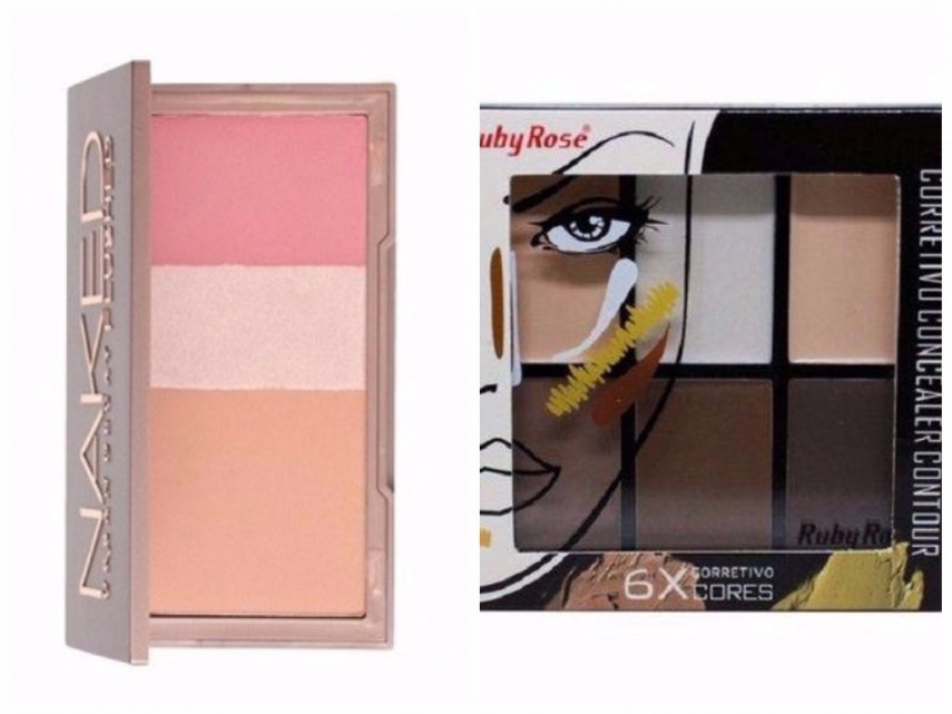 Urban Decay Naked Flushed: R$ 219/ Corretivo Concealer Contour Ruby Rose: R$ 11,20