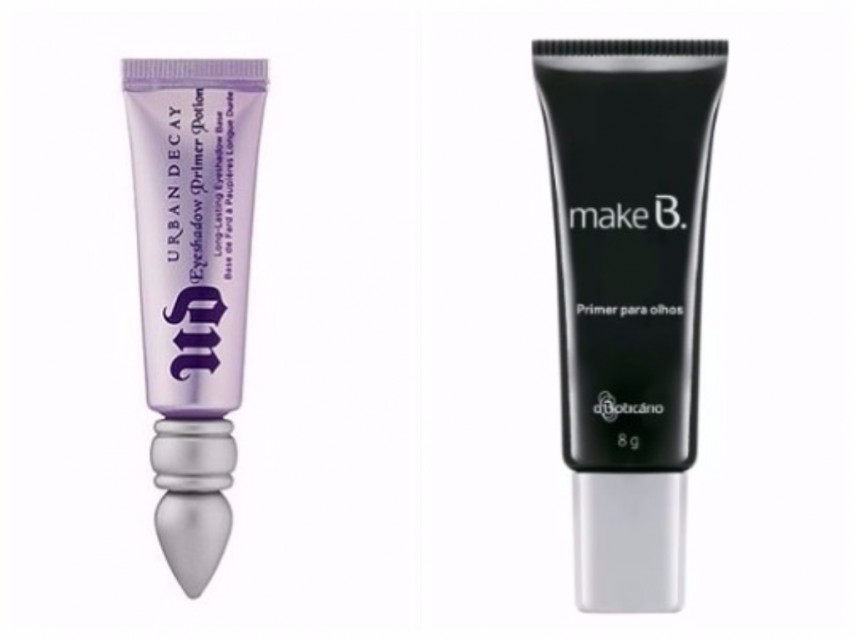 Eyeshadow Primer Potion Urban Decay: R$ 149/ Make B Primer para Olhos: R$ 24,90