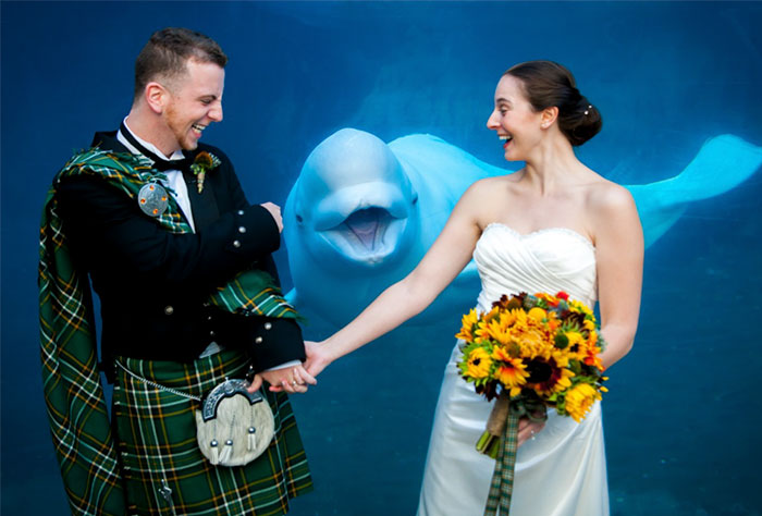 Uma surpresinha na foto de casamento